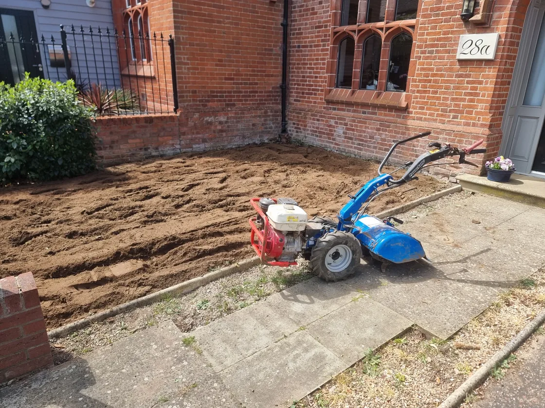Before: uneven, tired lawn in Norwich